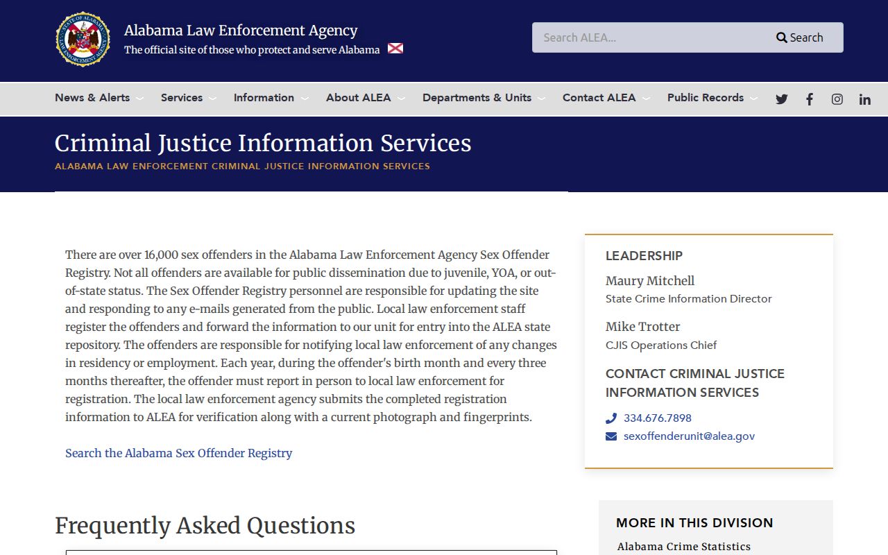 Butler County arrest records and ALEA registry information