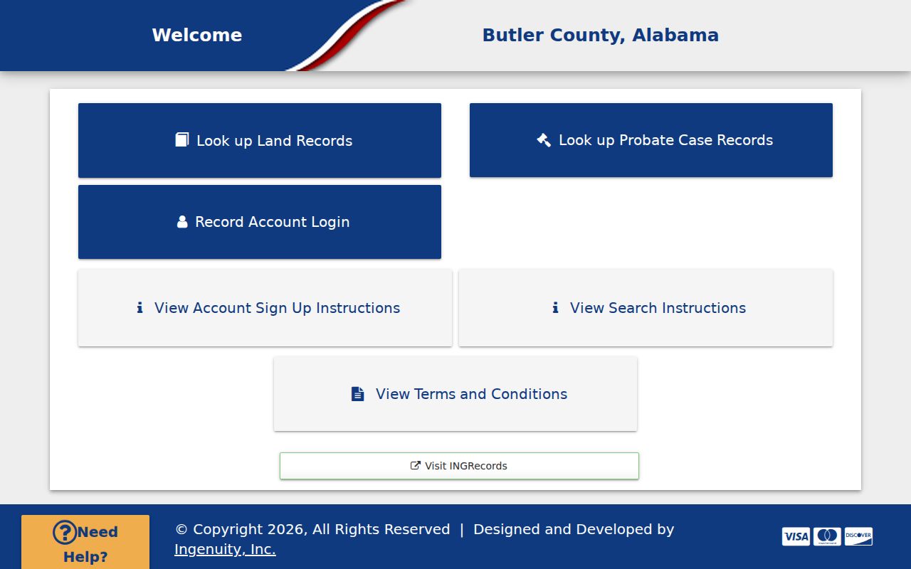 Butler County probate records Judge of Probate online services page